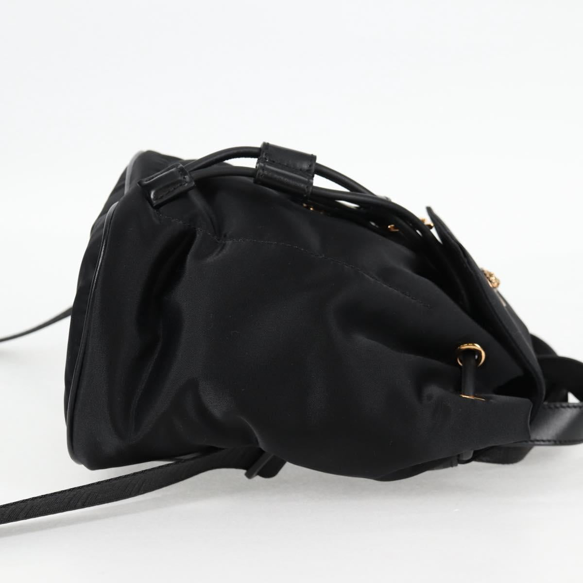 VERSACE Backpack Nylon Black Gold Auth 118730V