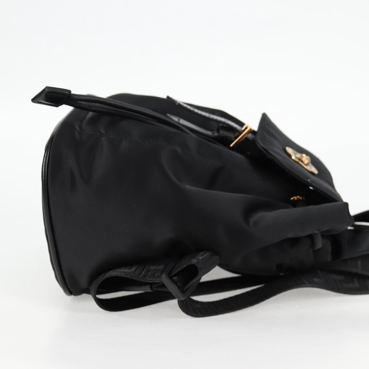 VERSACE Backpack Nylon Black Gold Auth 118733V
