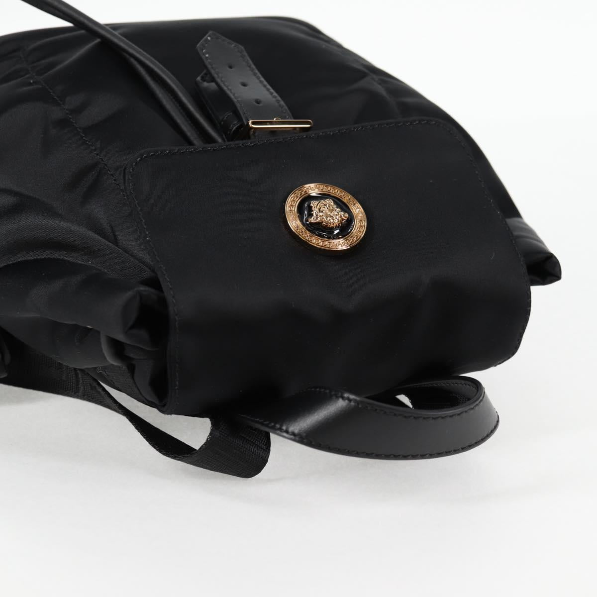 VERSACE Backpack Nylon Black Gold Auth 118733V