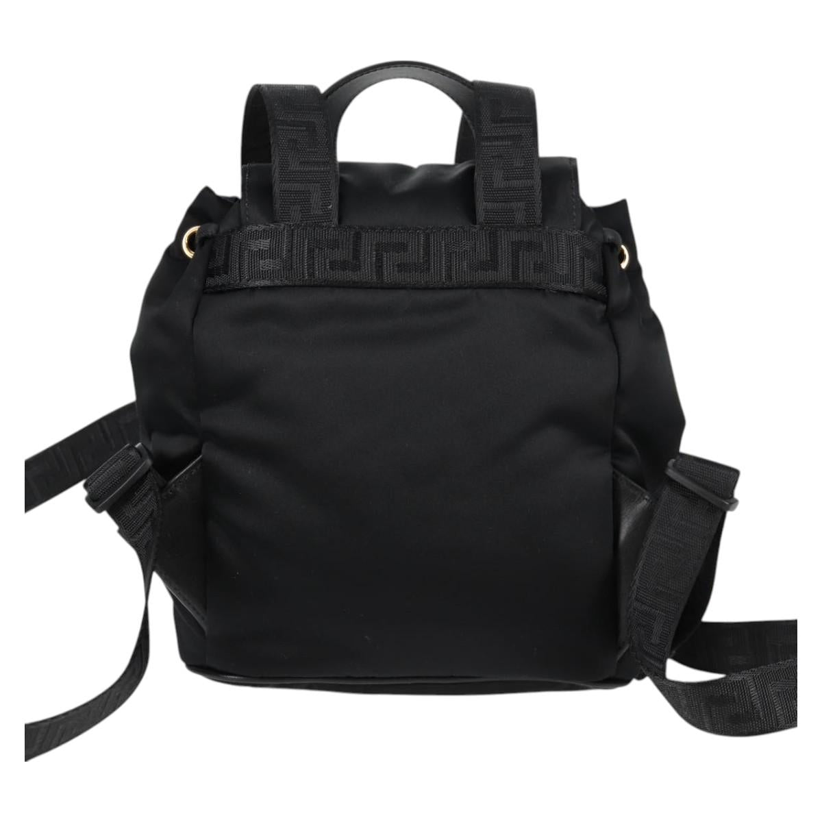 VERSACE Backpack Nylon Black Gold Auth 118734V