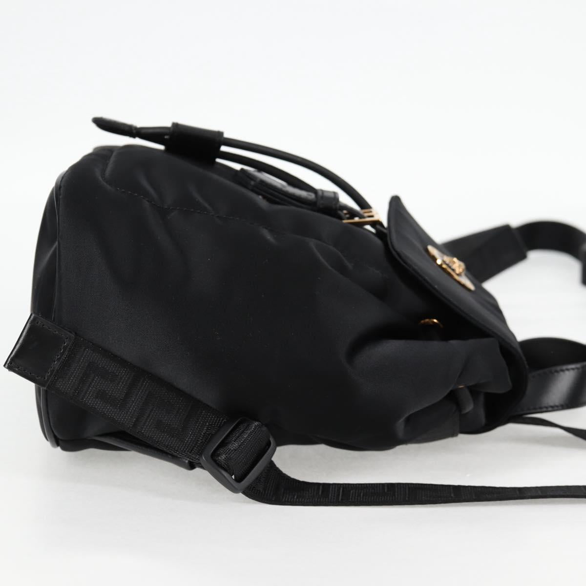 VERSACE Backpack Nylon Black Gold Auth 118734V