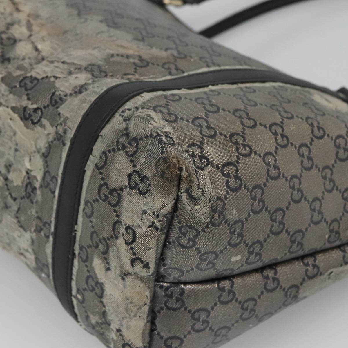 GUCCI GG Crystal Tote Bag Coated Canvas Navy Gold 197953 Auth 118745