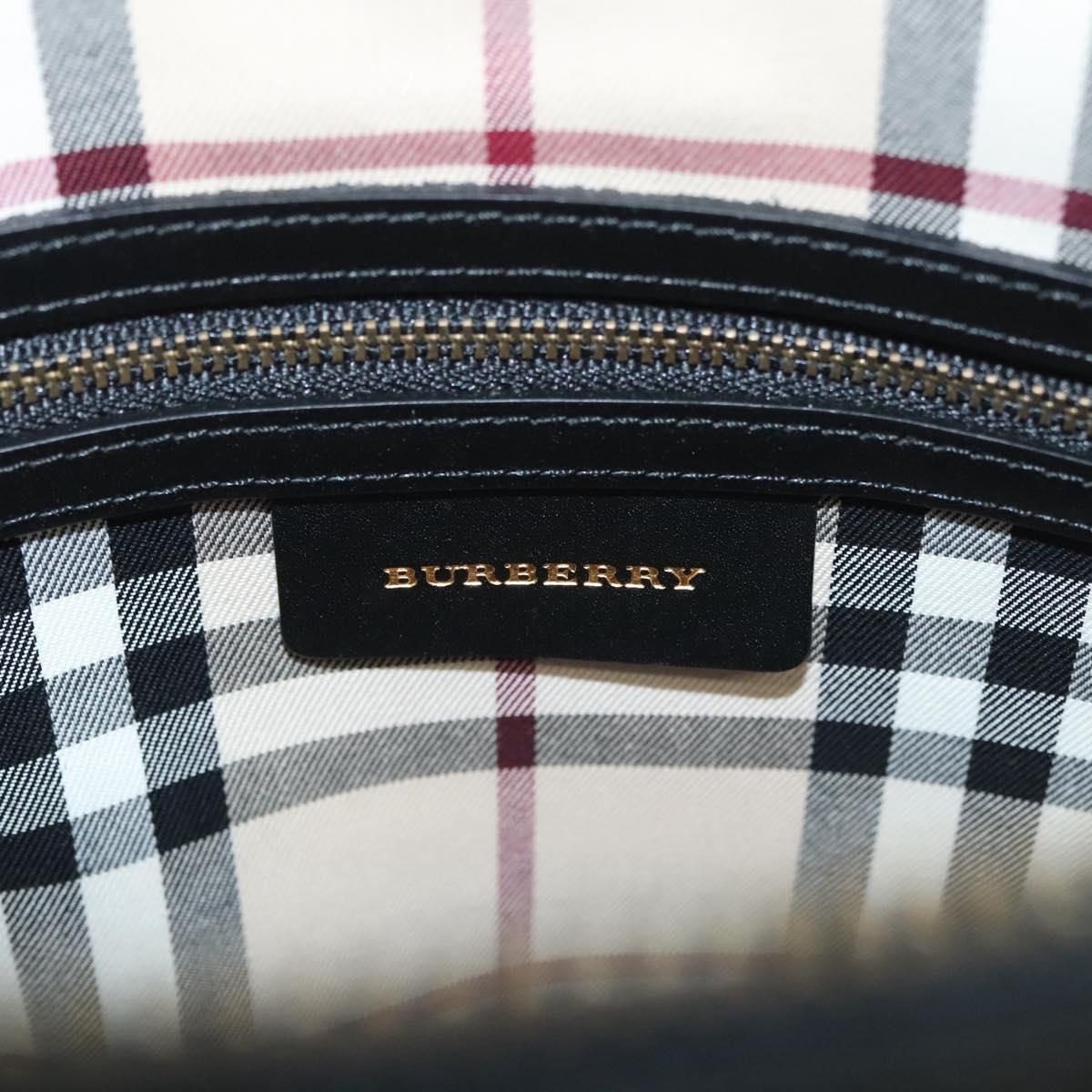 BURBERRY Hand Bag Leather Gold Black Auth 118748