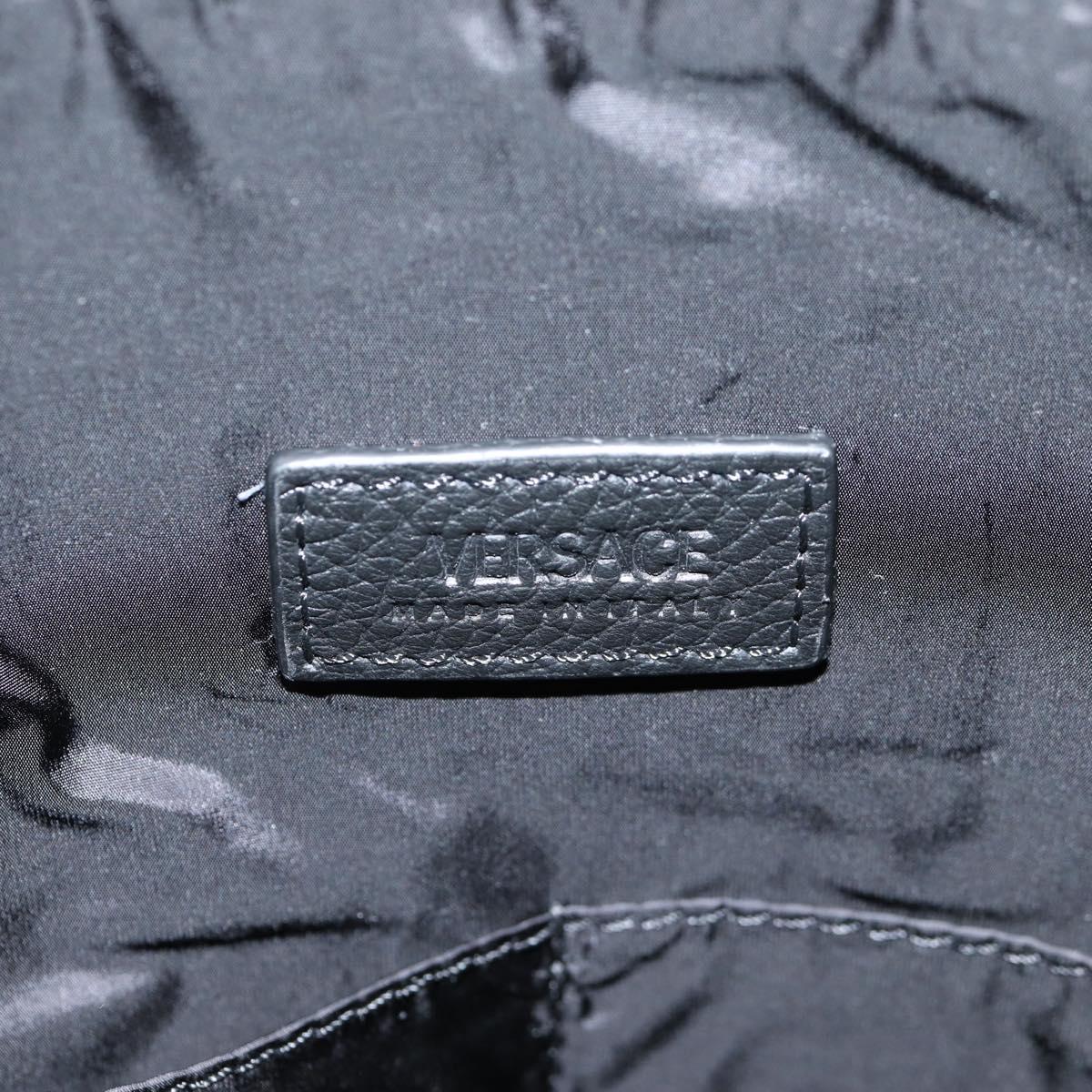 VERSACE Tote Bag Leather 2way Black Gold Auth 118750V