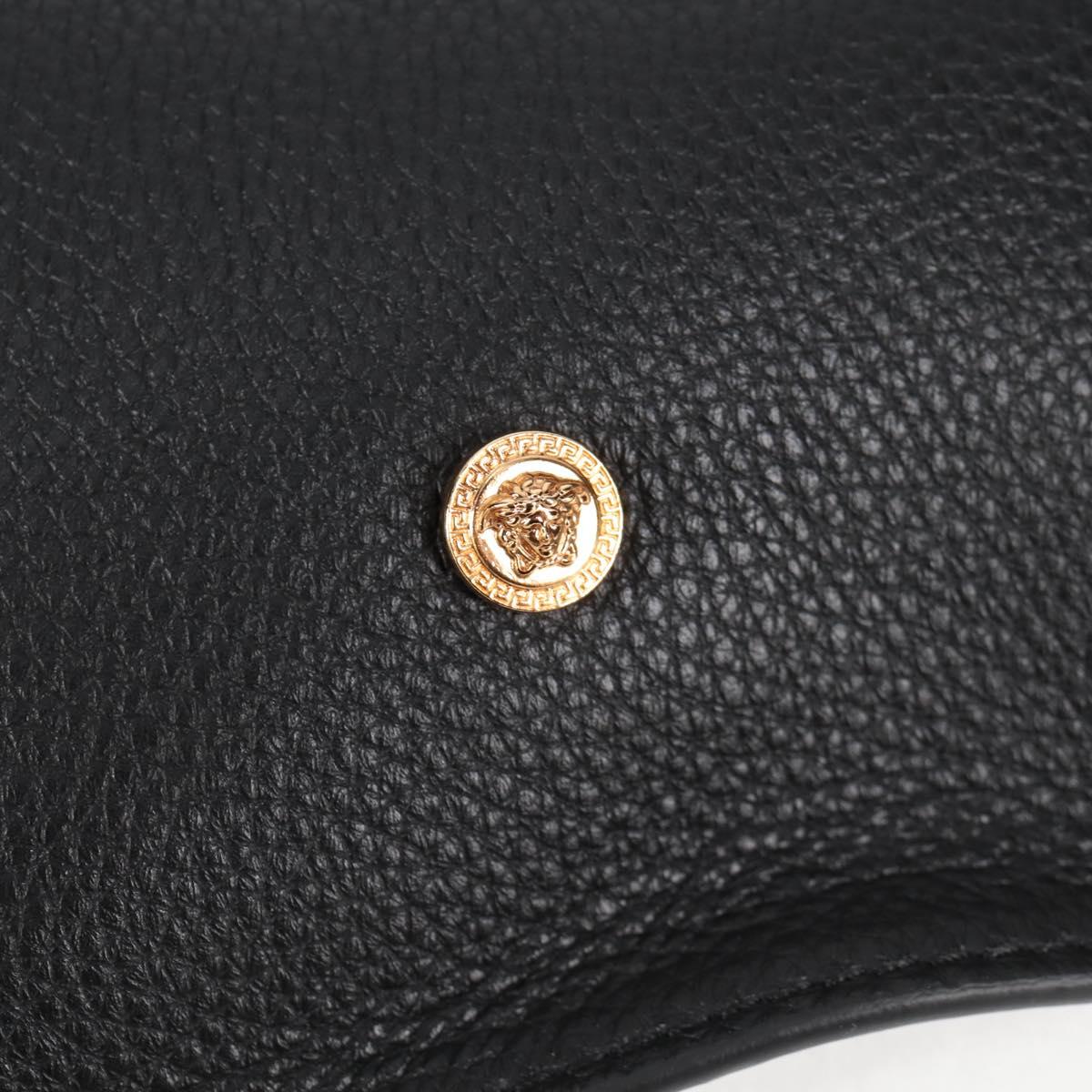 VERSACE Tote Bag Leather 2way Black Gold Auth 118750V