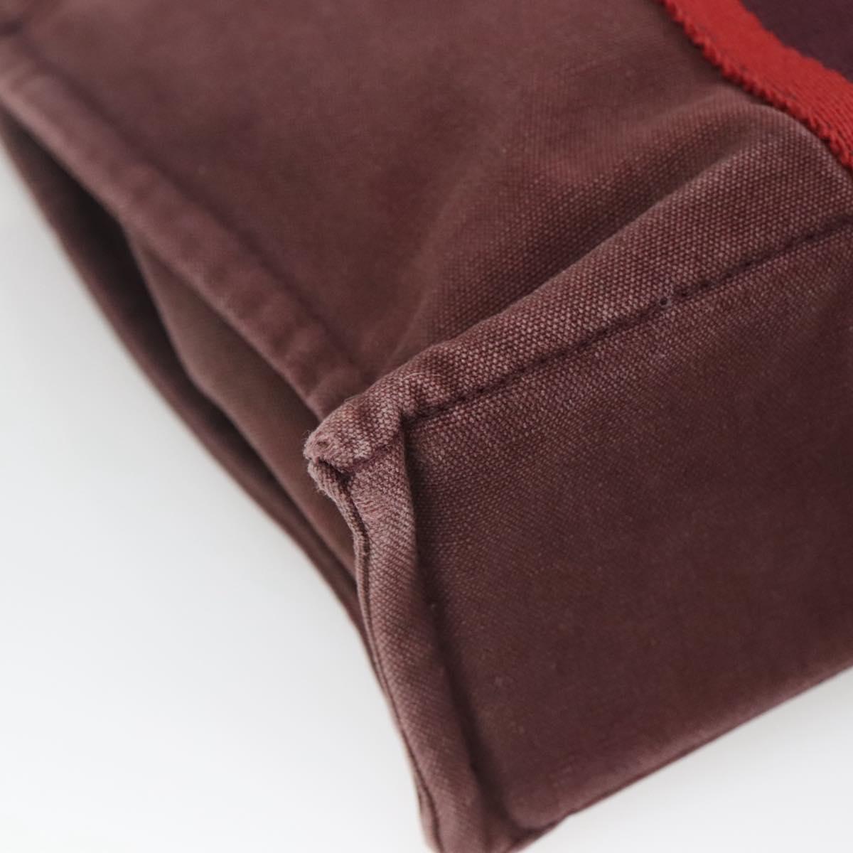 HERMES Fourre Tout PM Tote Bag Canvas Wine Red Auth 118757