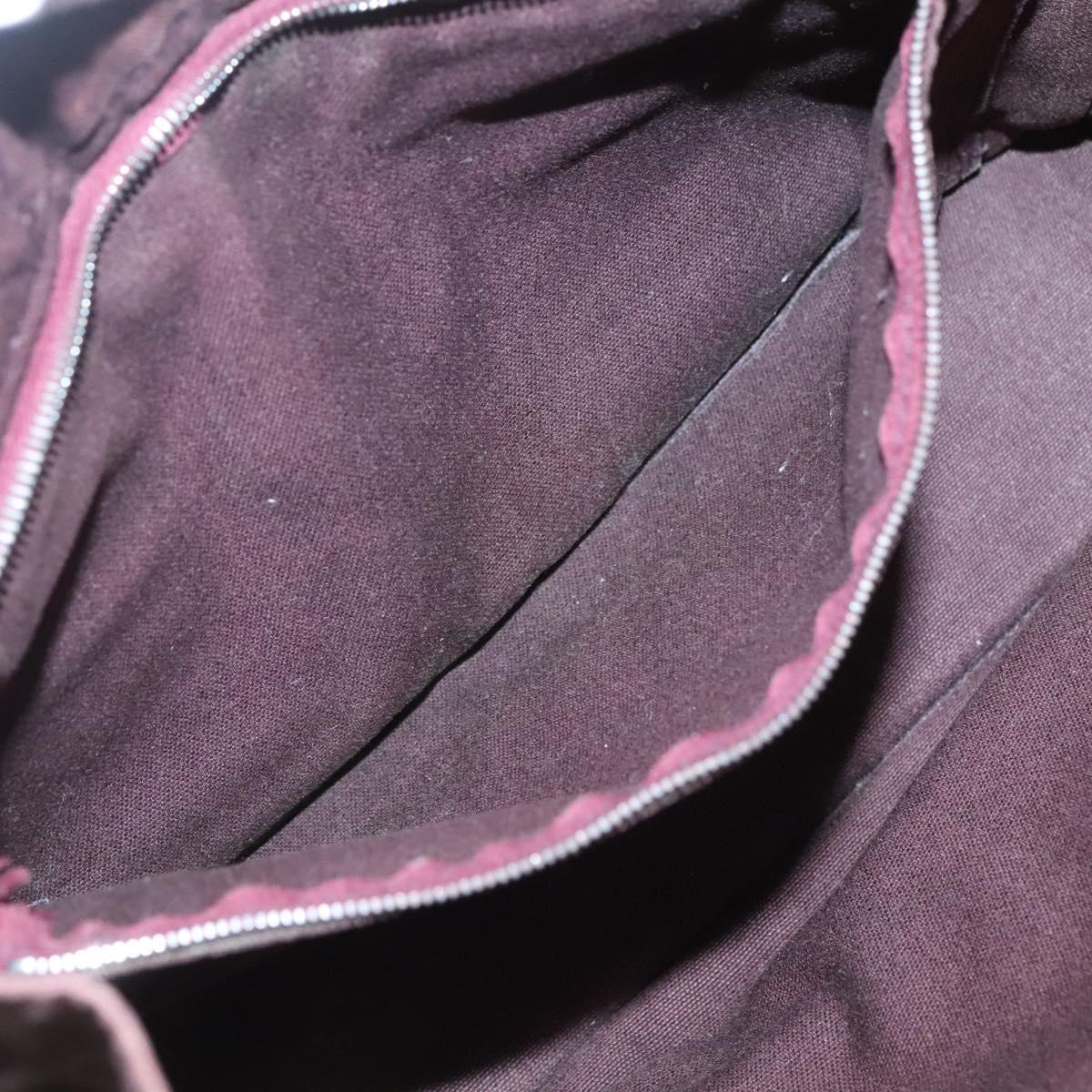 HERMES Fourre Tout PM Tote Bag Canvas Wine Red Auth 118757