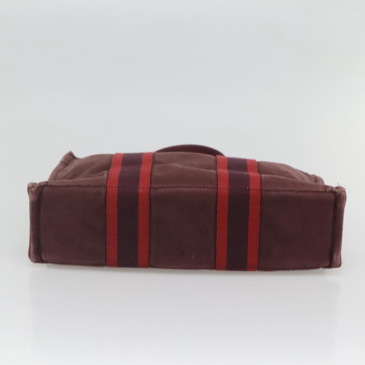 HERMES Fourre Tout PM Tote Bag Canvas Wine Red Auth 118757