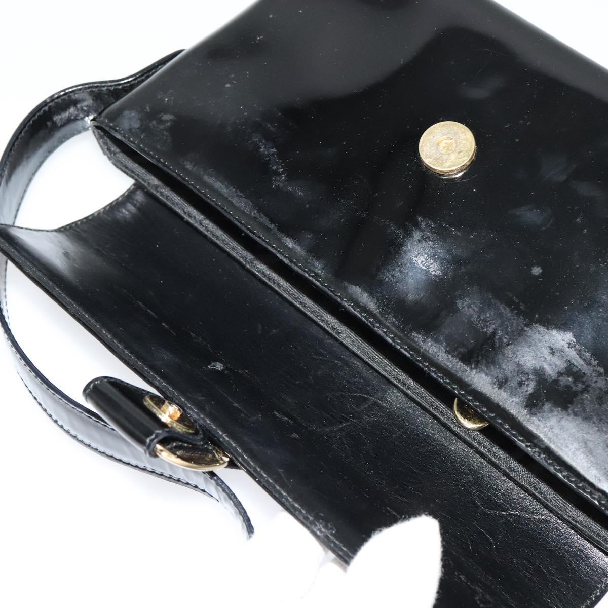 Salvatore Ferragamo Gancini Shoulder Bag Leather Black Gold Auth 118764