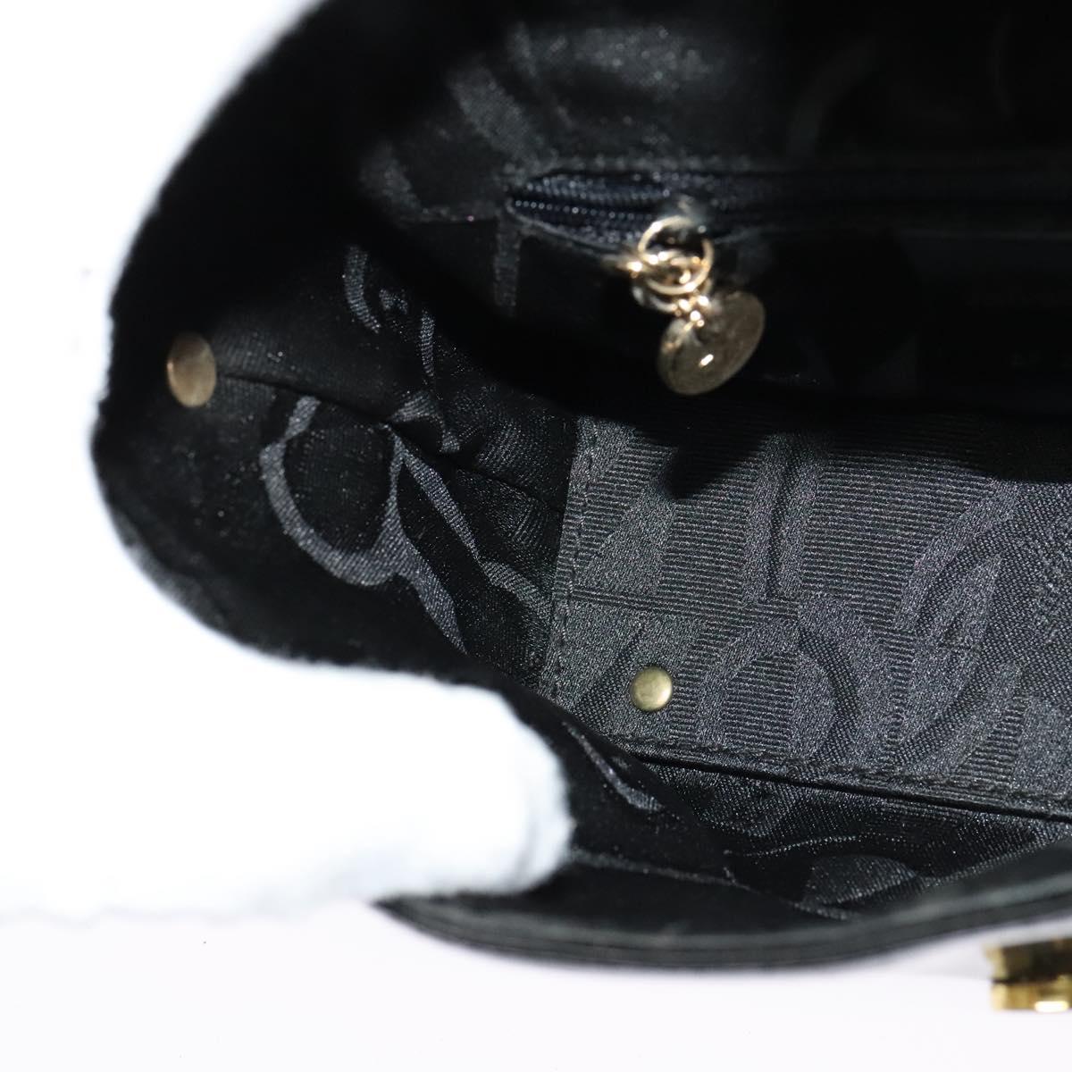 Salvatore Ferragamo Gancini Shoulder Bag Leather Black Gold Auth 118764