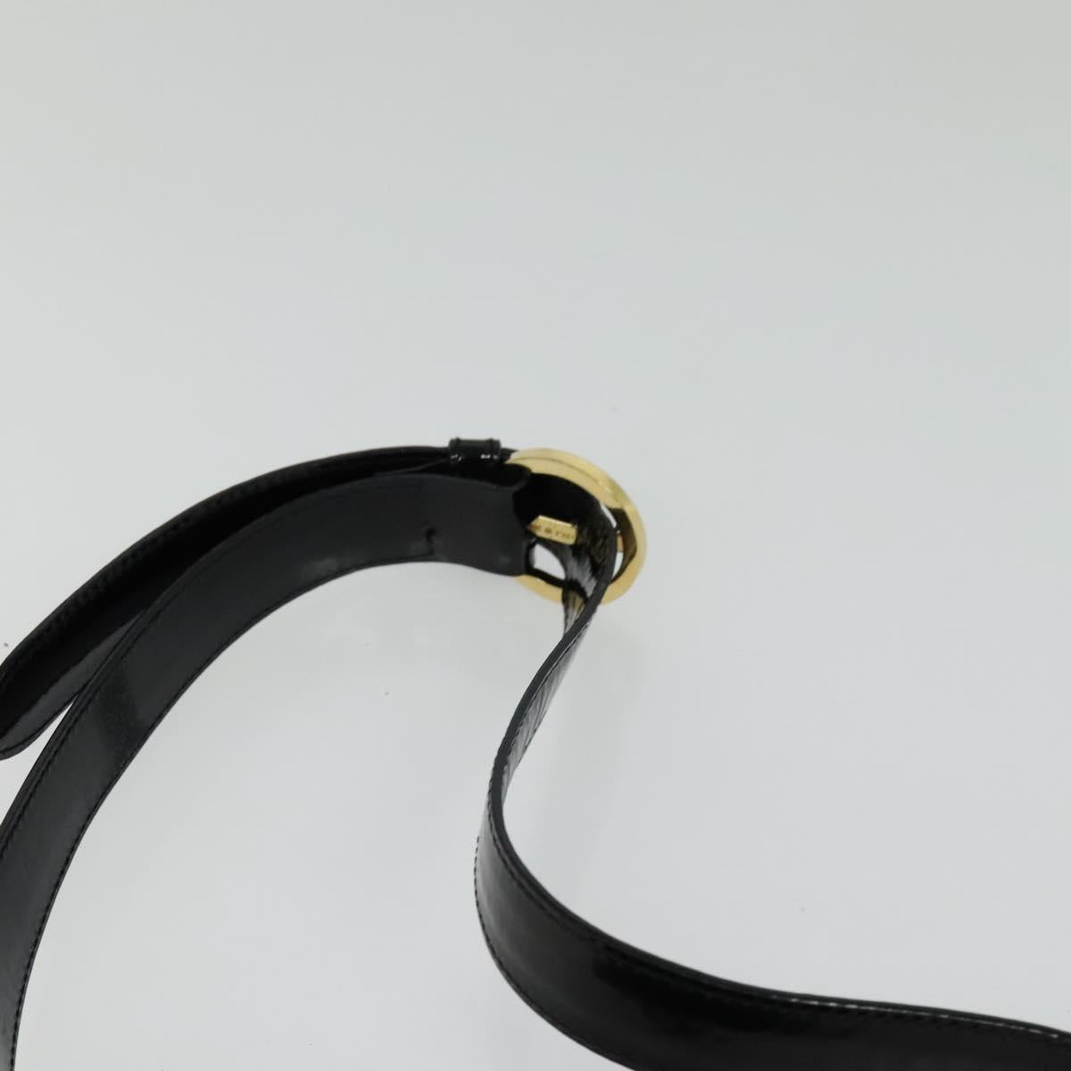 Salvatore Ferragamo Gancini Shoulder Bag Leather Black Gold Auth 118764