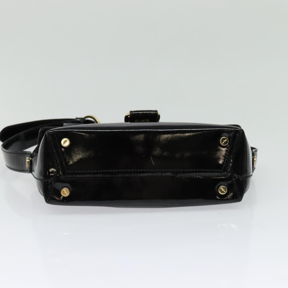 Salvatore Ferragamo Gancini Shoulder Bag Leather Black Gold Auth 118764