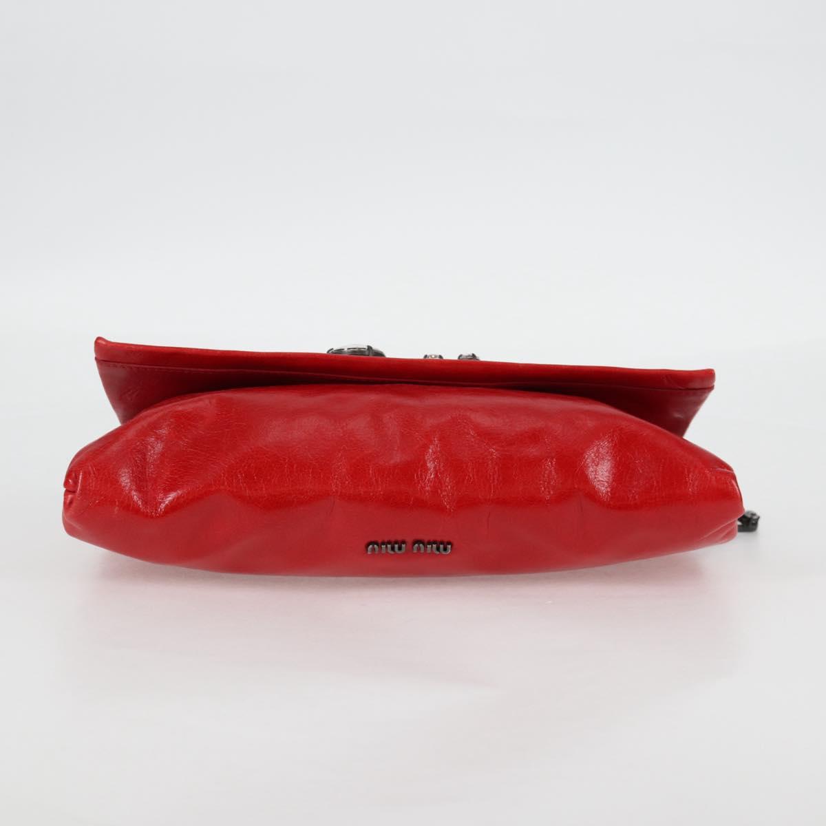 Miu Miu Chain Shoulder Bag Leather Red Auth 118770V