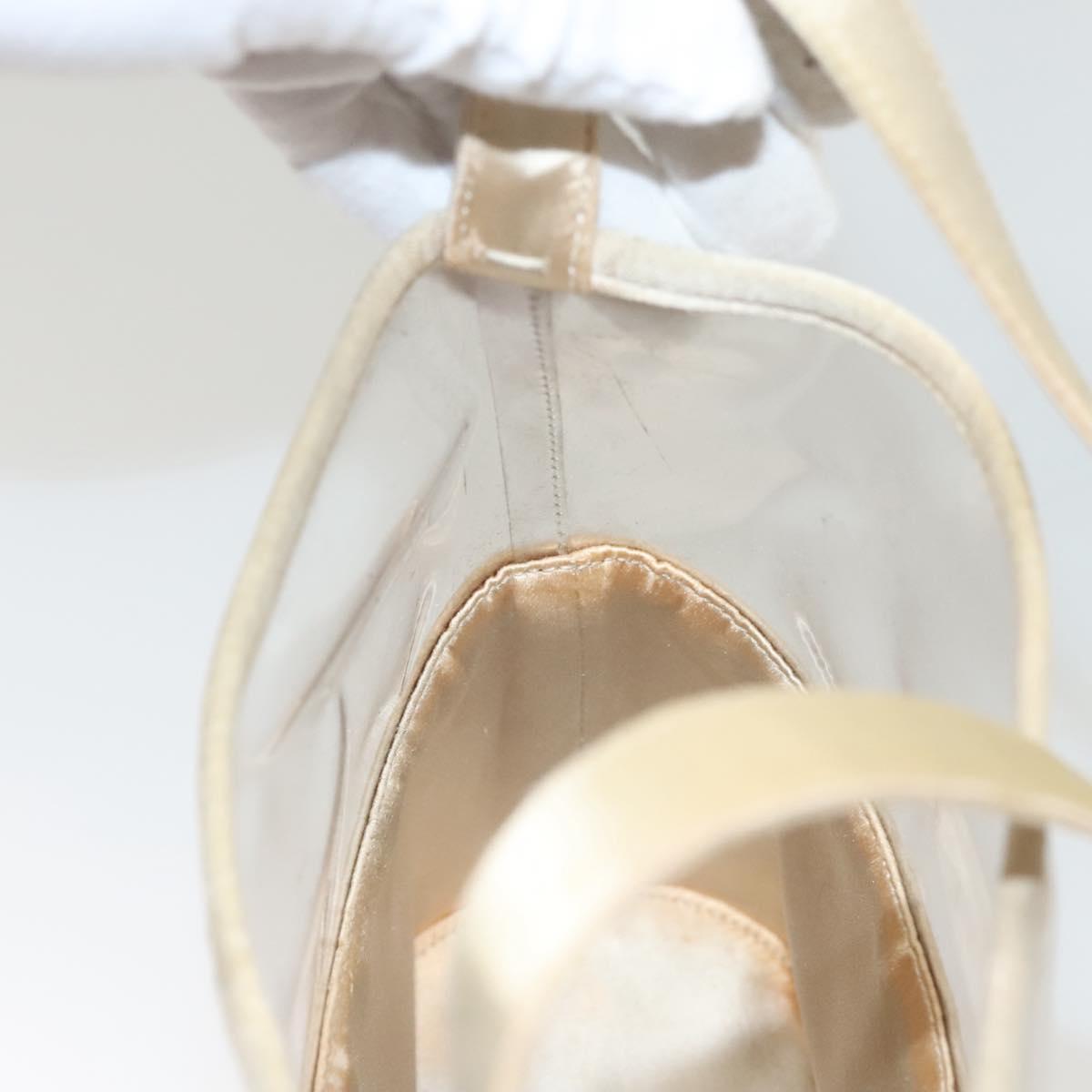 PRADA Hand Bag Vinyl Clear Beige Auth 118773