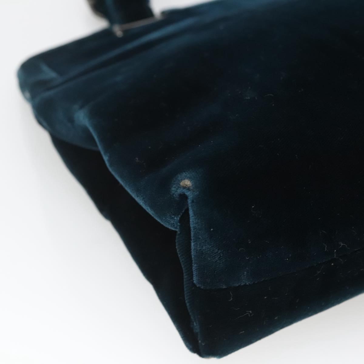 PRADA Tote Bag Velor Navy Silver Auth 118778