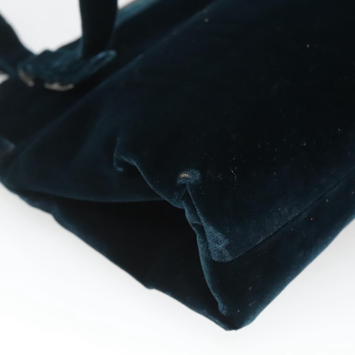 PRADA Tote Bag Velor Navy Silver Auth 118778