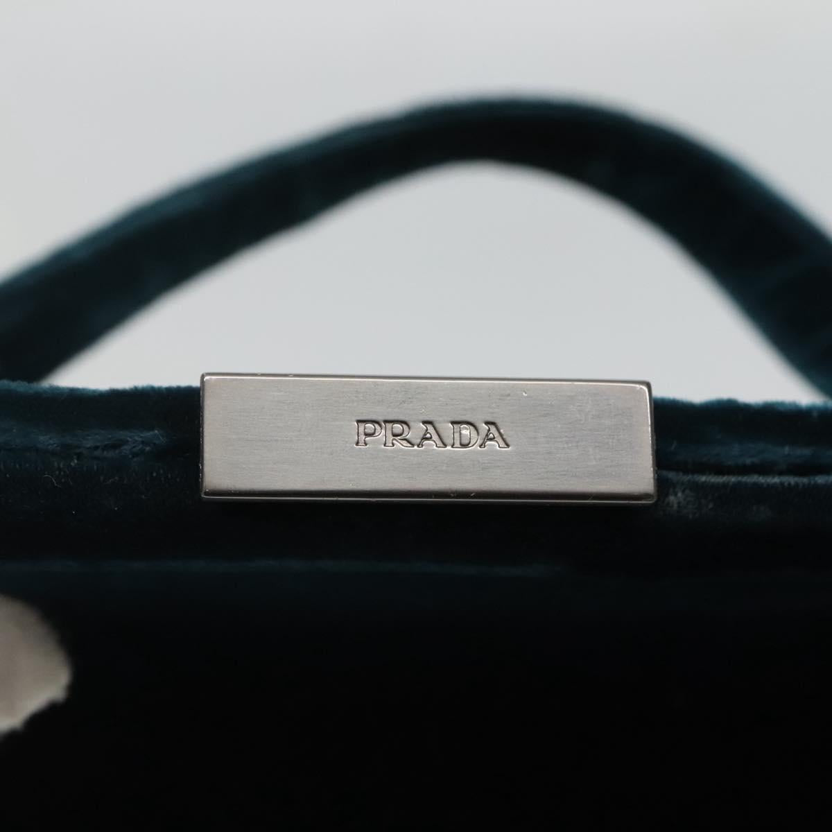 PRADA Tote Bag Velor Navy Silver Auth 118778