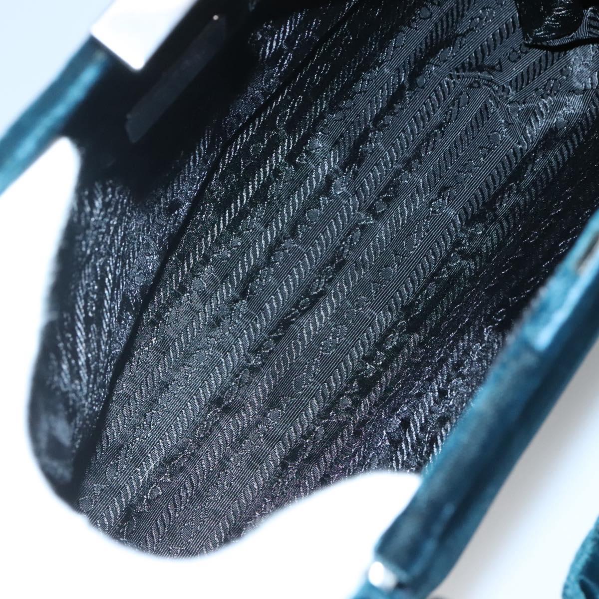 PRADA Tote Bag Velor Navy Silver Auth 118778