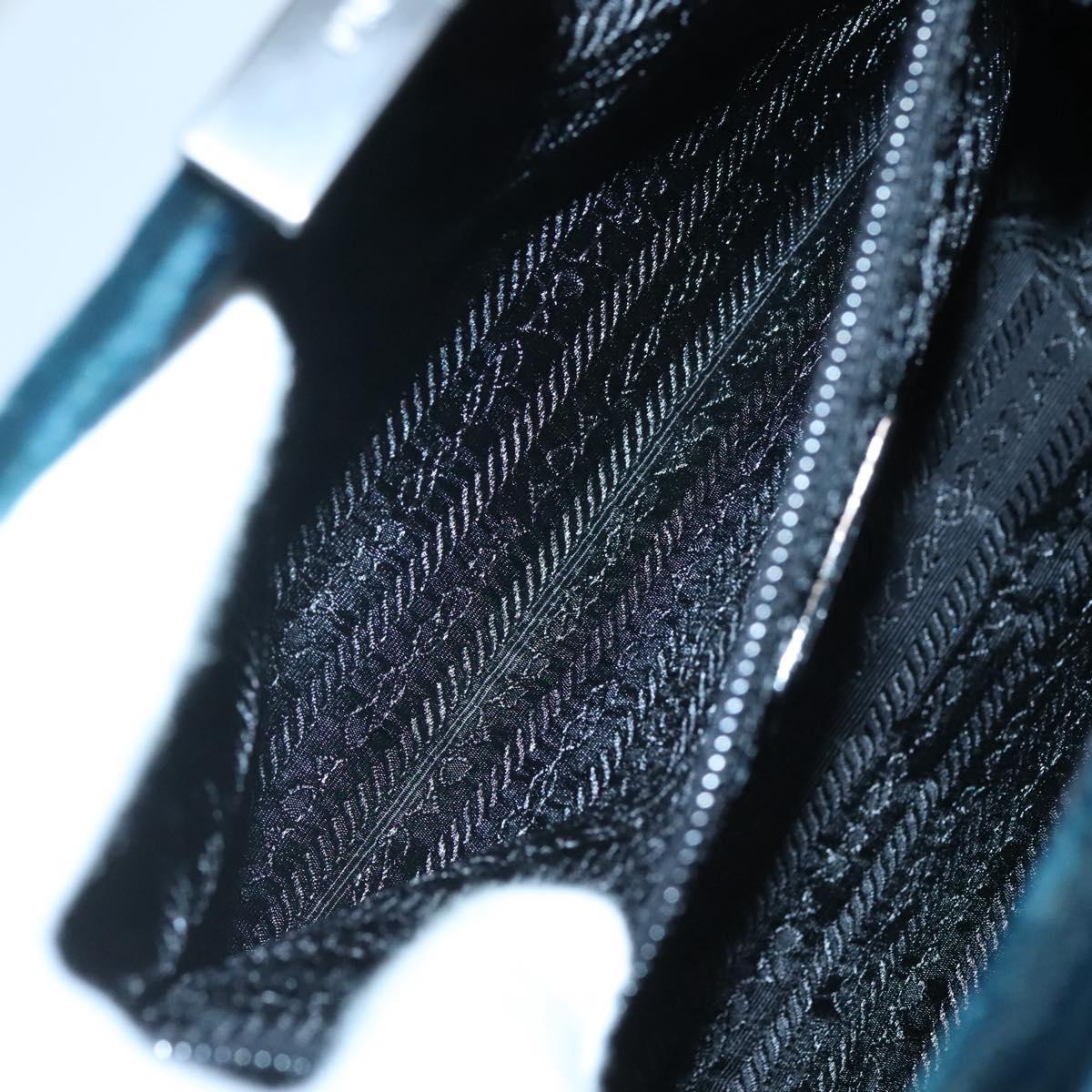 PRADA Tote Bag Velor Navy Silver Auth 118778