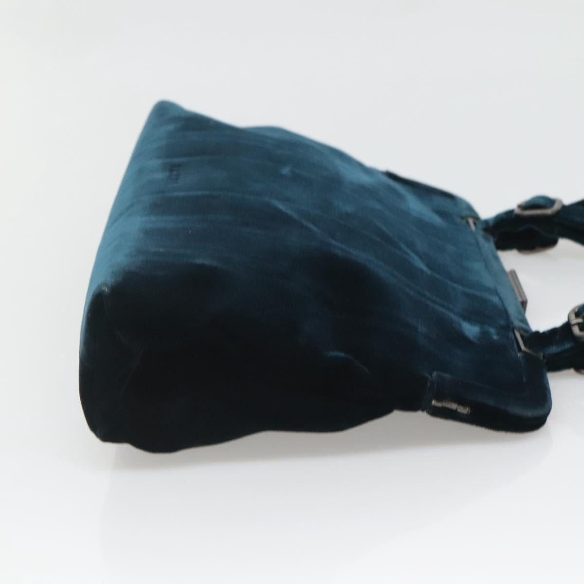 PRADA Tote Bag Velor Navy Silver Auth 118778