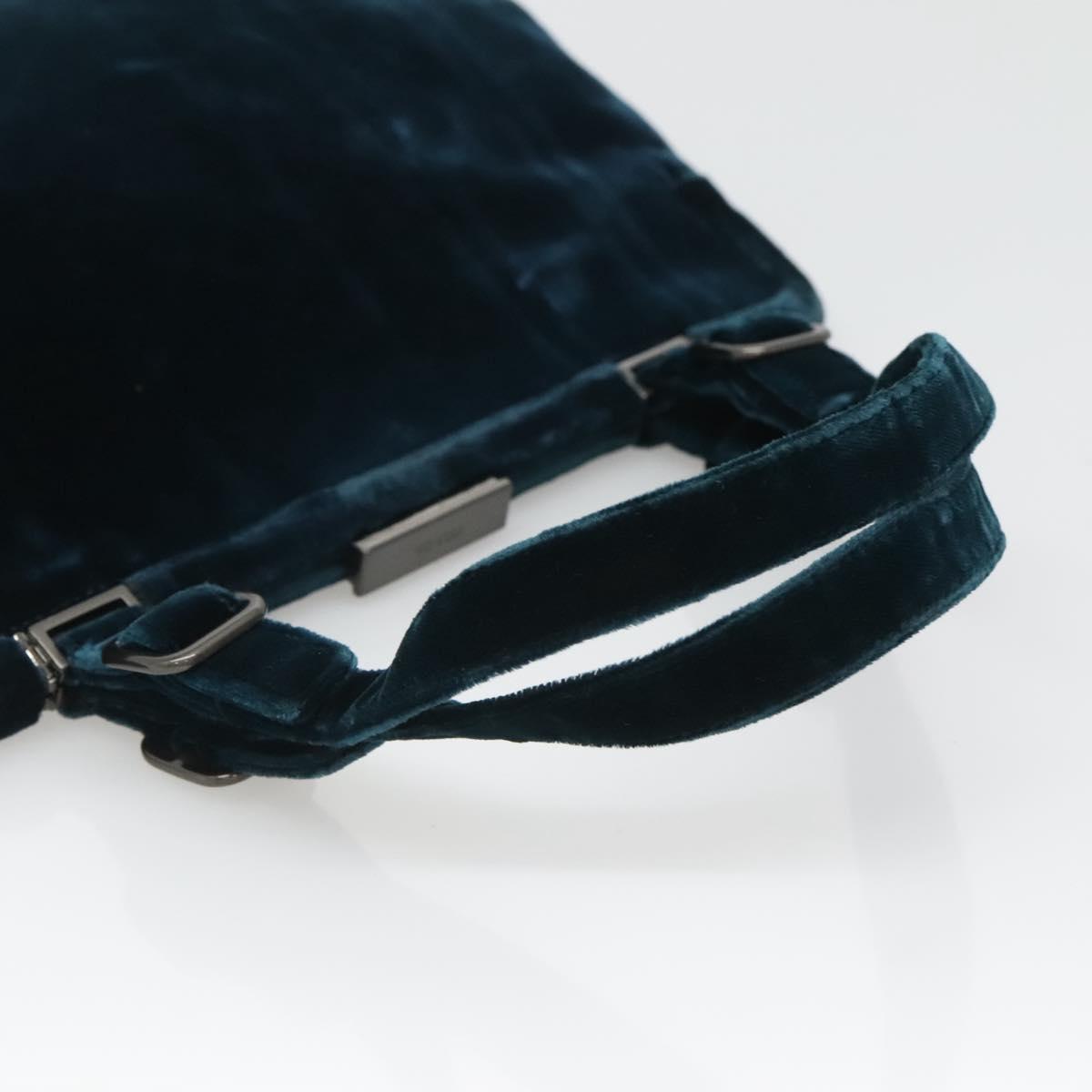 PRADA Tote Bag Velor Navy Silver Auth 118778