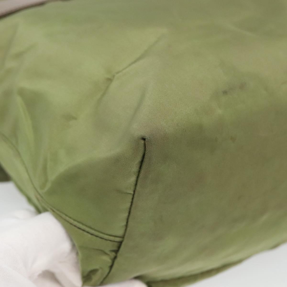 PRADA Shoulder Bag Nylon Khaki Silver Auth 118779