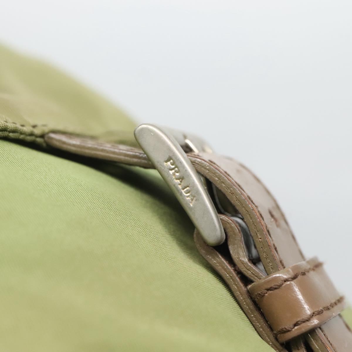 PRADA Shoulder Bag Nylon Khaki Silver Auth 118779