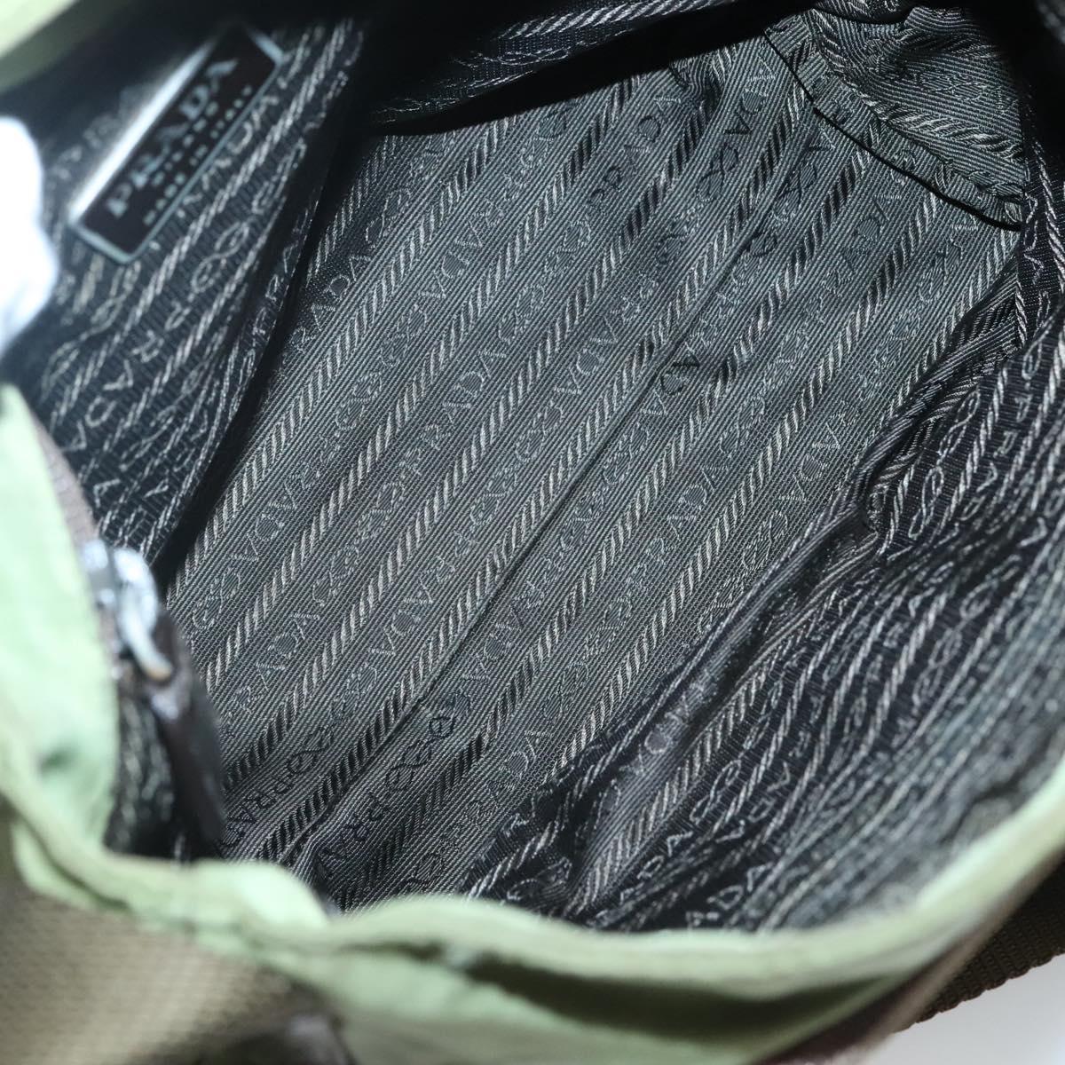 PRADA Shoulder Bag Nylon Khaki Silver Auth 118779