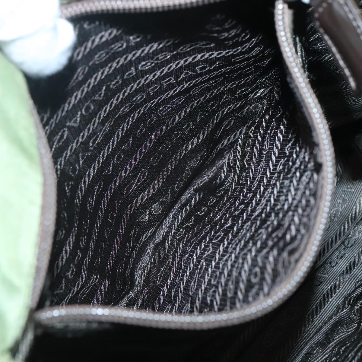PRADA Shoulder Bag Nylon Khaki Silver Auth 118779