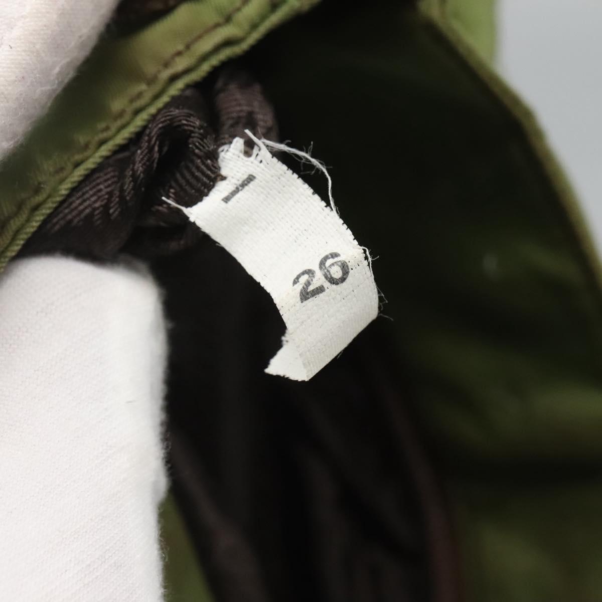 PRADA Shoulder Bag Nylon Khaki Silver Auth 118779