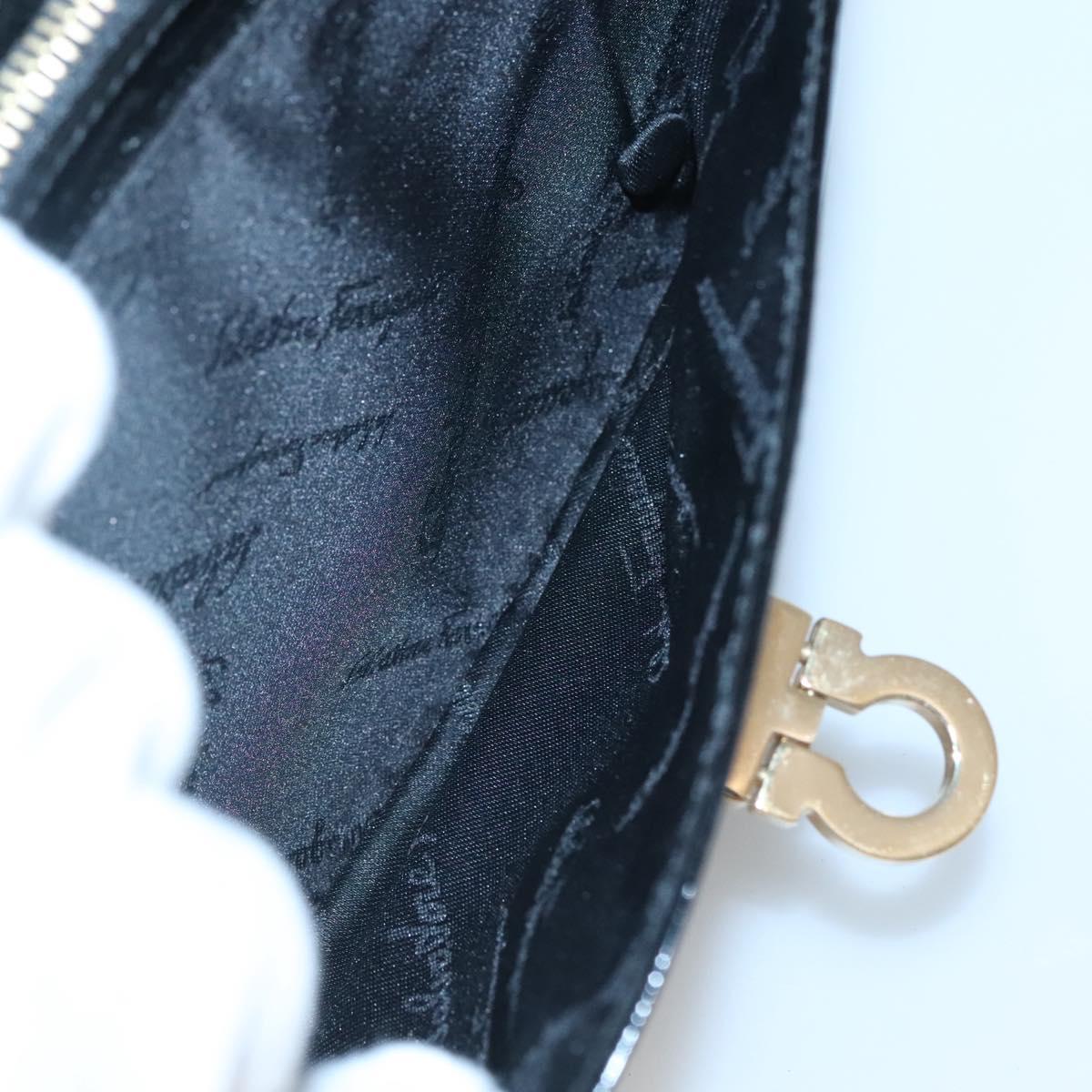 Salvatore Ferragamo Gancini Hand Bag Patent leather Black Gold Auth 118783