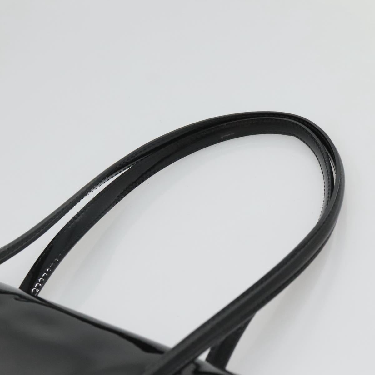 Salvatore Ferragamo Gancini Hand Bag Patent leather Black Gold Auth 118783