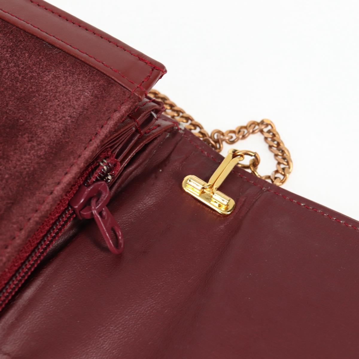 CARTIER Chain Shoulder Bag Suede Leather Red Gold Auth 118790V