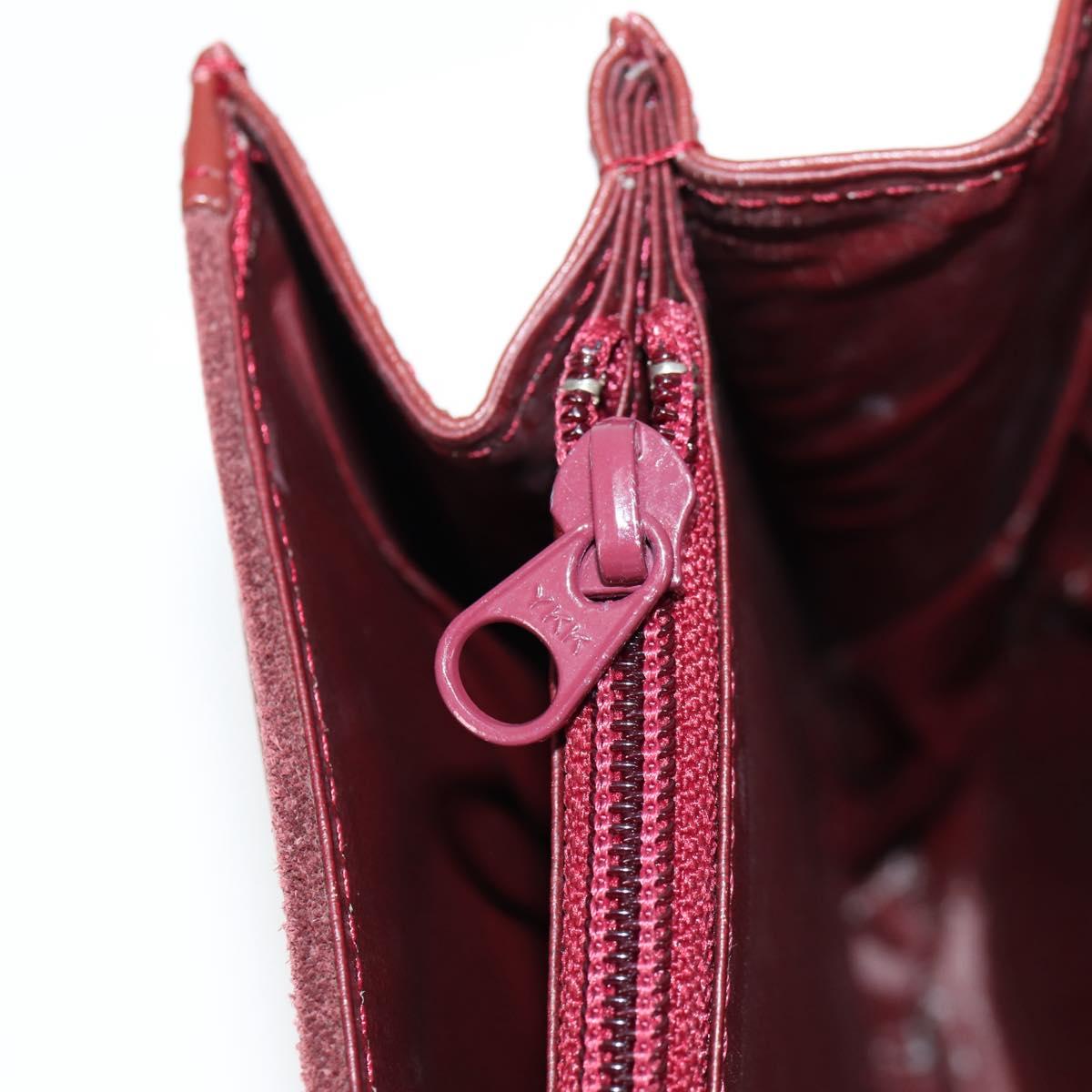 CARTIER Chain Shoulder Bag Suede Leather Red Gold Auth 118790V