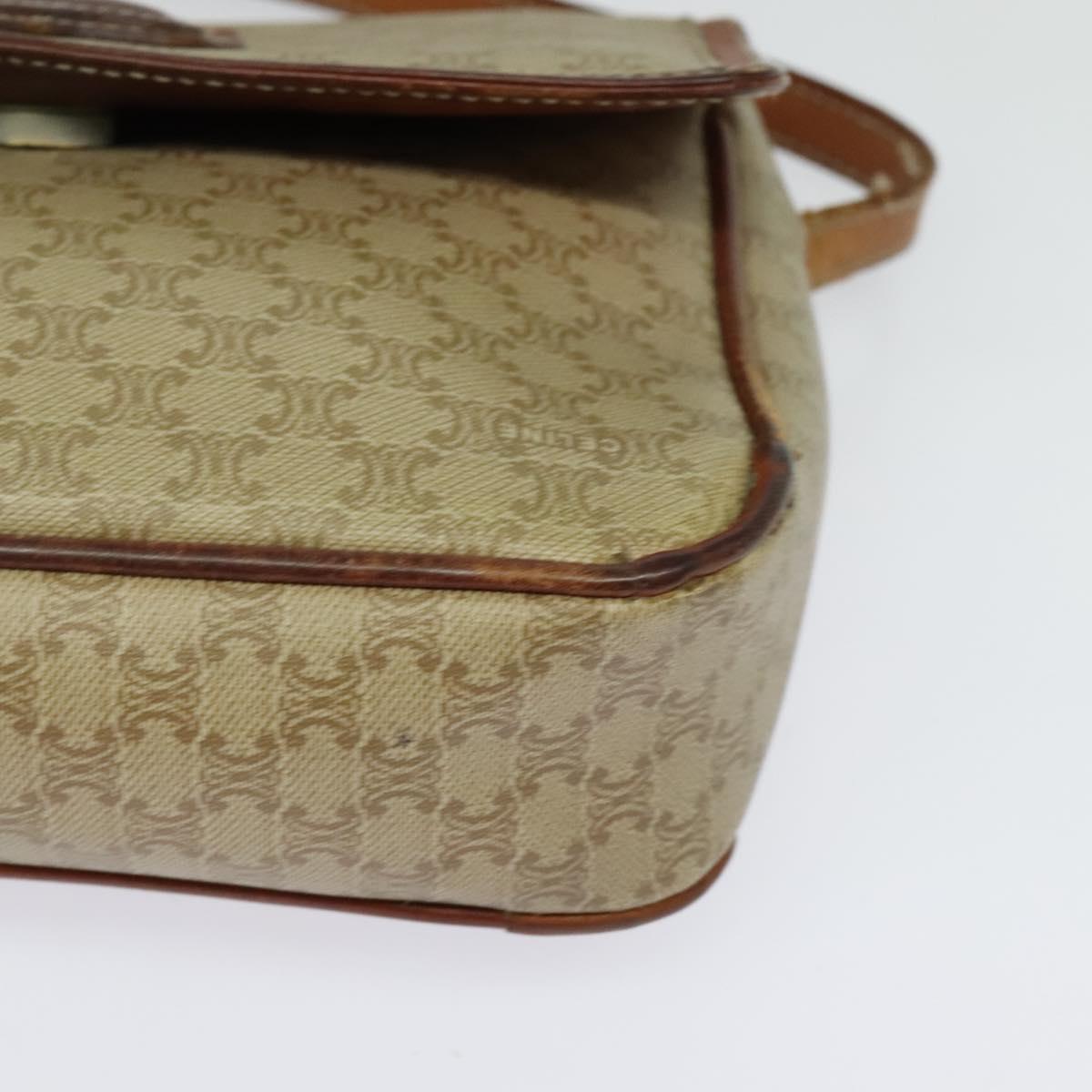 CELINE Macadam Canvas Shoulder Bag PVC Beige Auth 118792