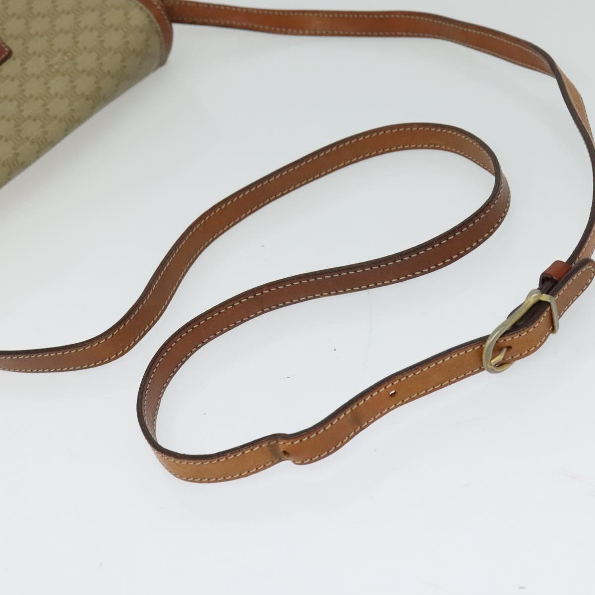 CELINE Macadam Canvas Shoulder Bag PVC Beige Auth 118792