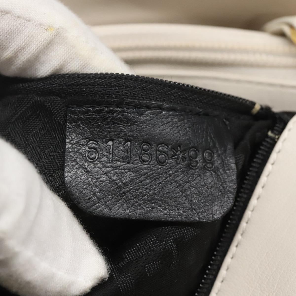 BALLY Quilted Tote Bag Leather White Gold Auth 118799