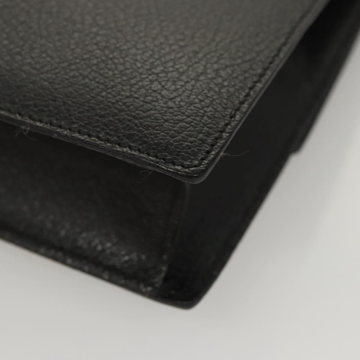 Salvatore Ferragamo Clutch Bag Leather Black Silver Auth 118801