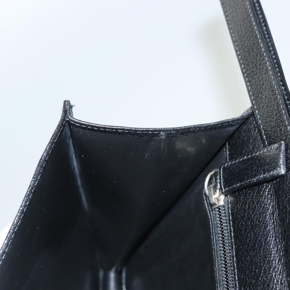 Salvatore Ferragamo Clutch Bag Leather Black Silver Auth 118801