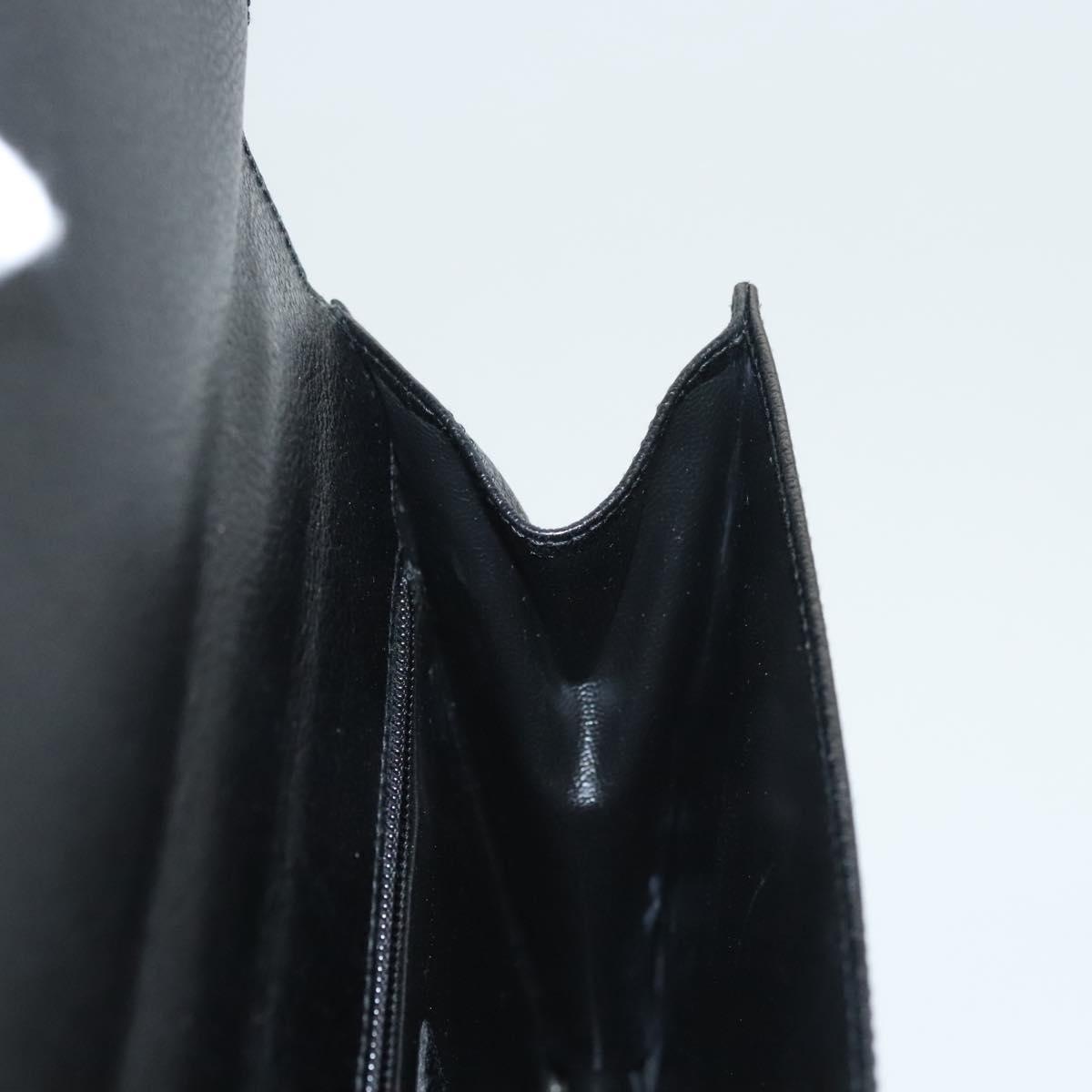 Salvatore Ferragamo Clutch Bag Leather Black Silver Auth 118801