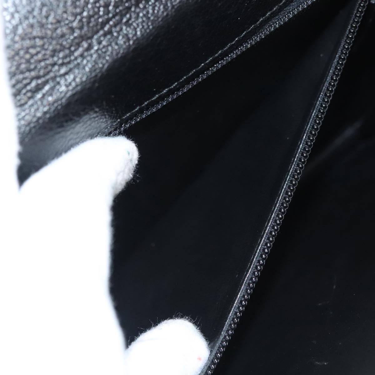 Salvatore Ferragamo Clutch Bag Leather Black Silver Auth 118801