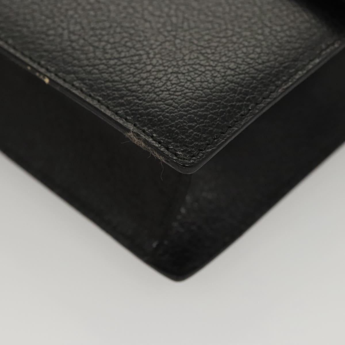 Salvatore Ferragamo Clutch Bag Leather Black Silver Auth 118801