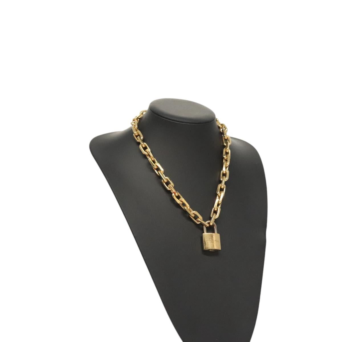 LOUIS VUITTON Necklace LV Edge Chain Cadena GP Necklace Gold MP2993 Auth 118806
