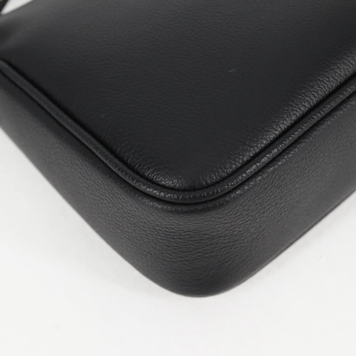 VERSACE Shoulder Bag Leather Black Gold Auth 118811V