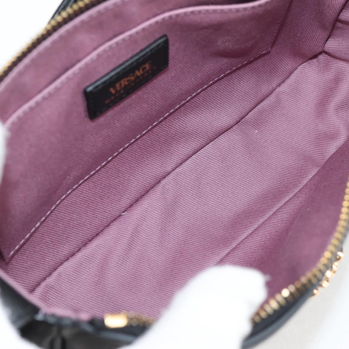 VERSACE Shoulder Bag Leather Black Gold Auth 118811V