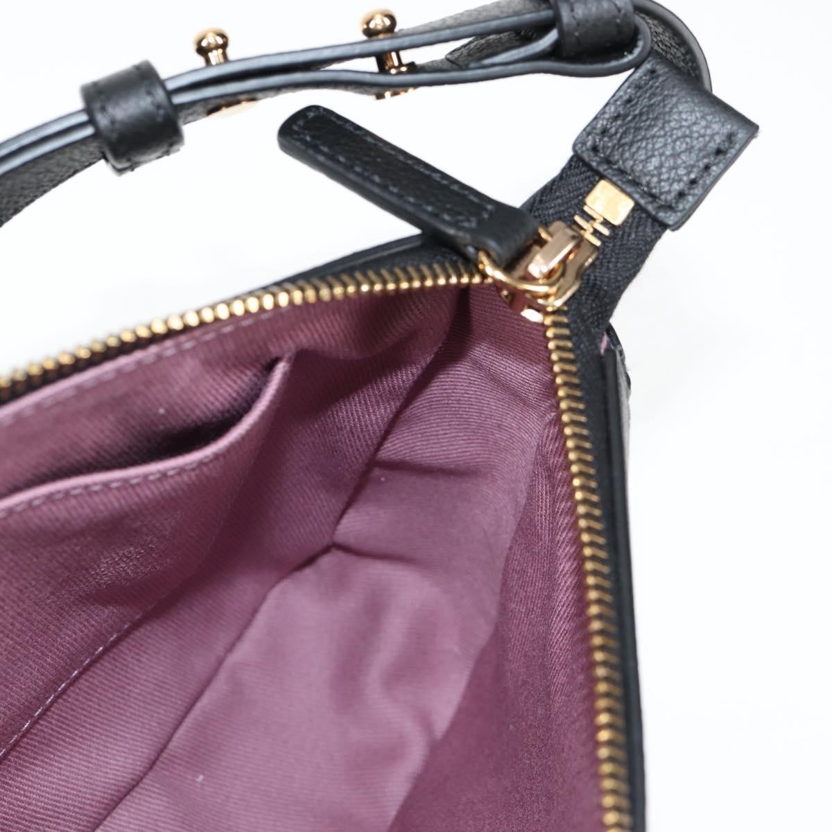 VERSACE Shoulder Bag Leather Black Gold Auth 118811V