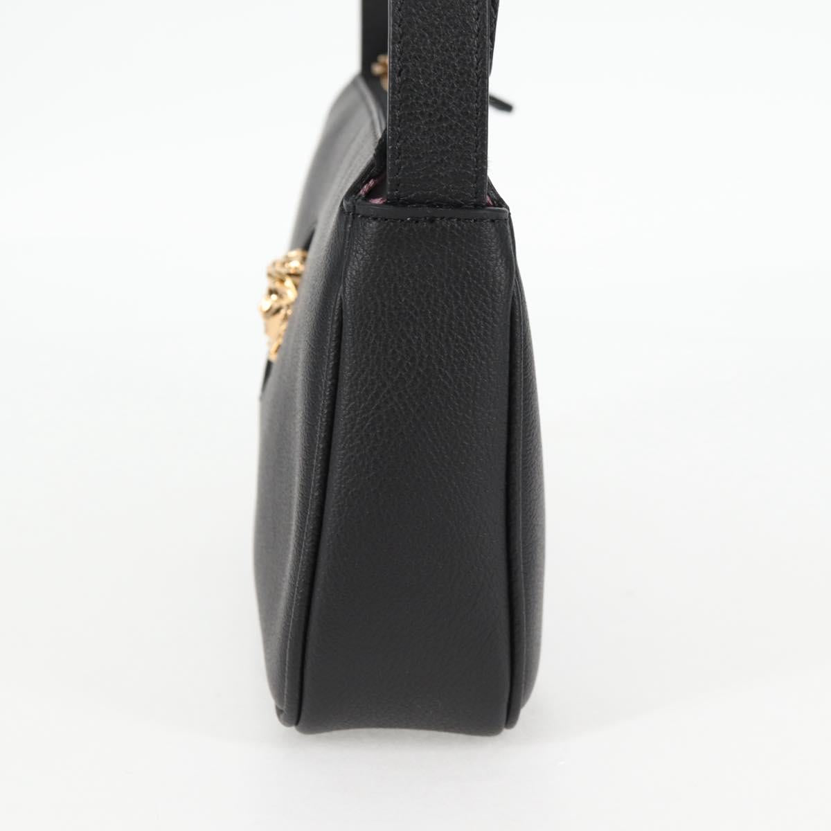 VERSACE Shoulder Bag Leather Black Gold Auth 118811V