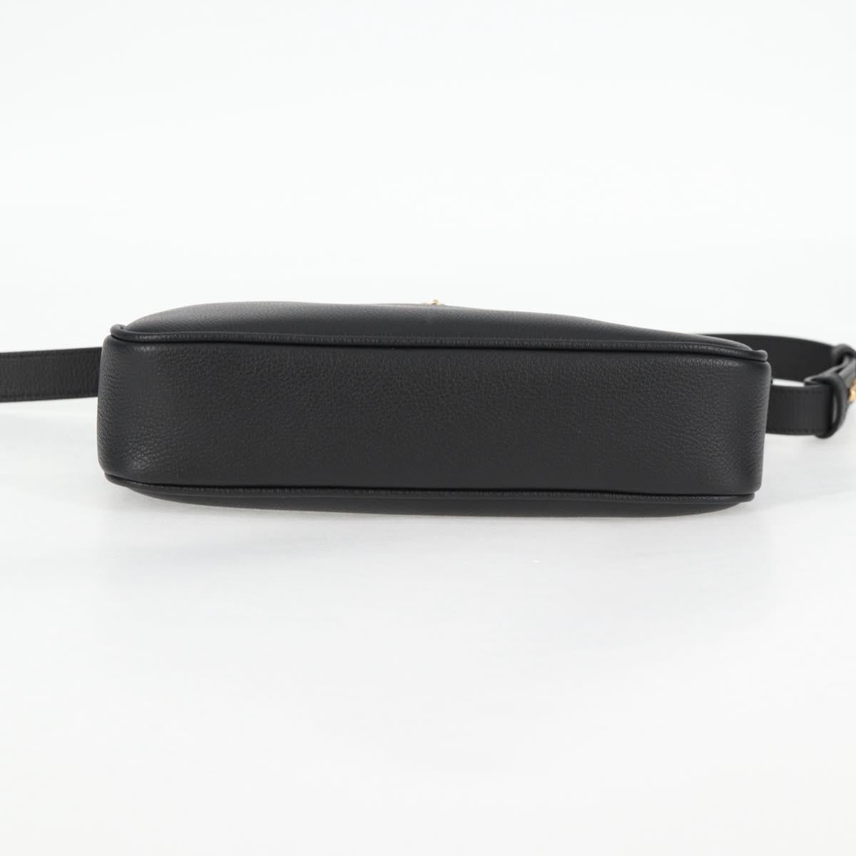 VERSACE Shoulder Bag Leather Black Gold Auth 118811V