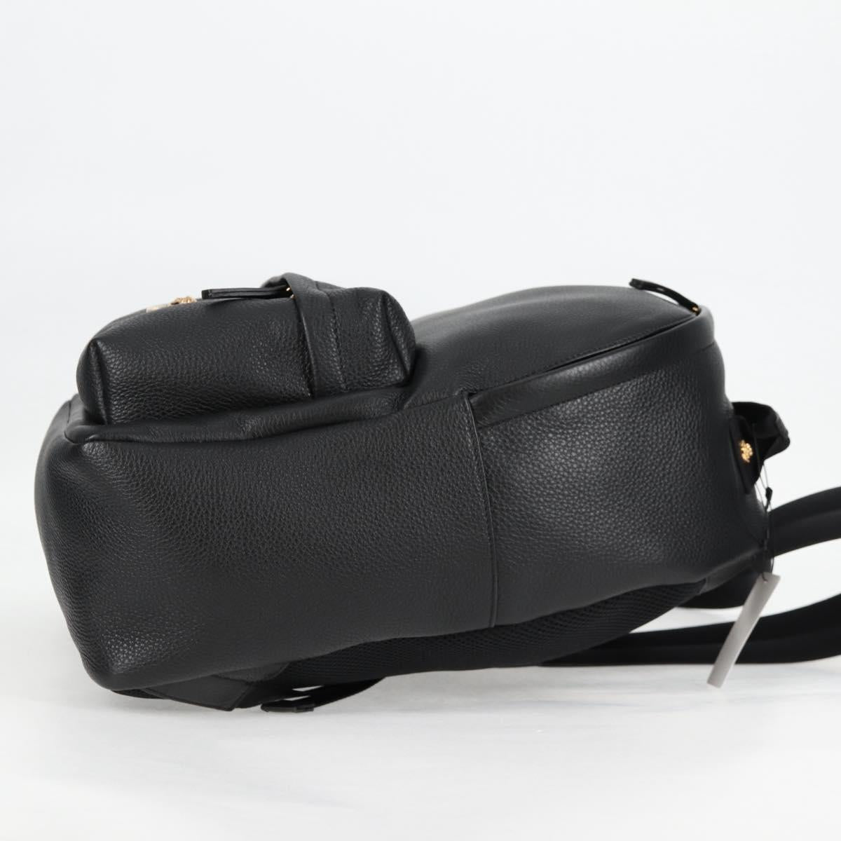 VERSACE Backpack Leather Black Gold Auth 118813M