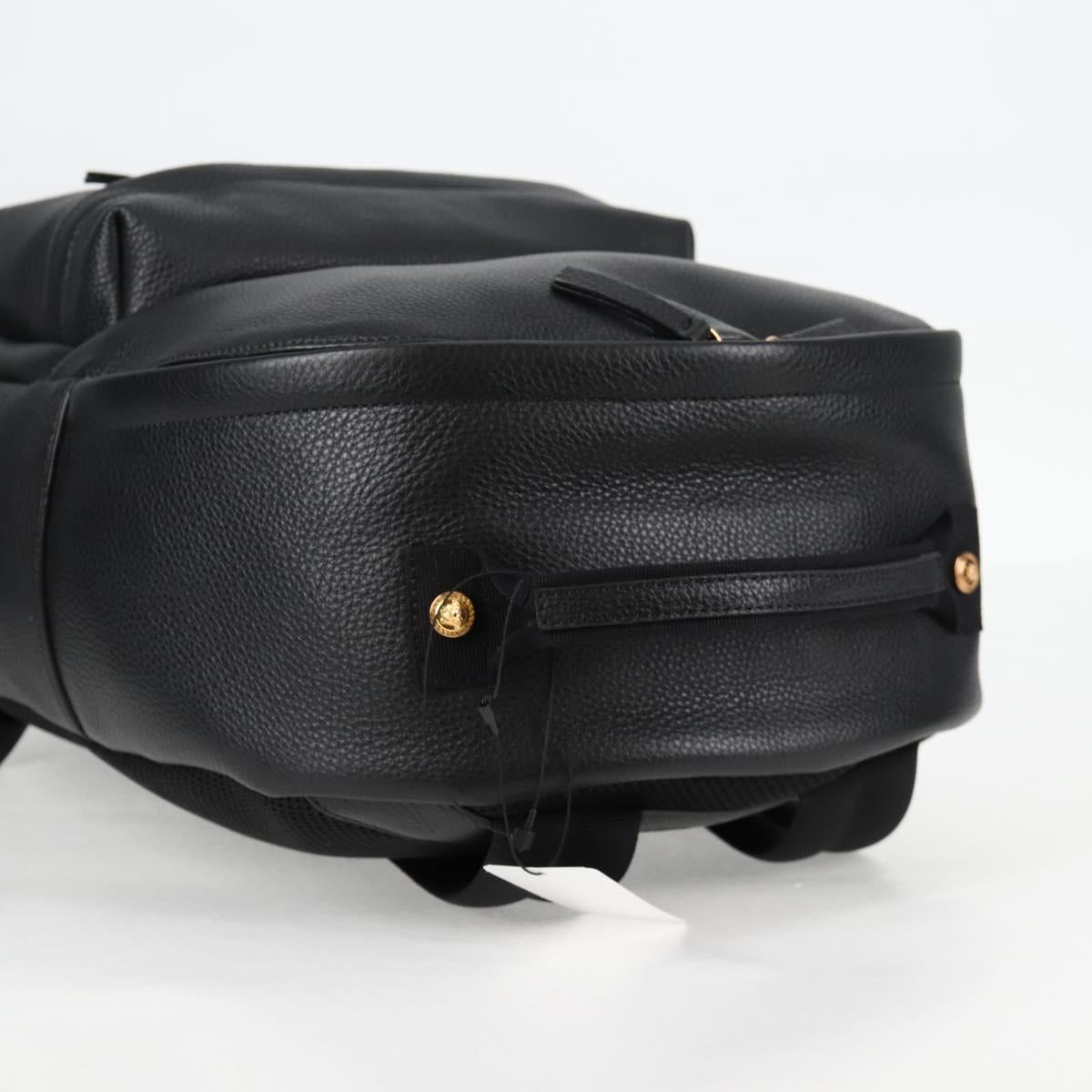 VERSACE Backpack Leather Black Gold Auth 118813M